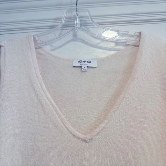Madewell Cashmere V Neck Puff Sleeve Sweater Top Shirt 2024 NT005 Small Neutral - Picture 3 of 11